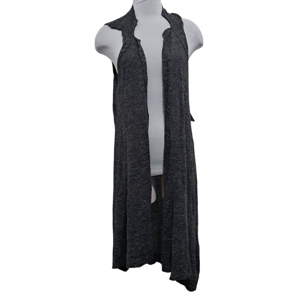 Free People Open Front Slouchy Layering Minimalist Boho Maxi Vest Small Charcoal